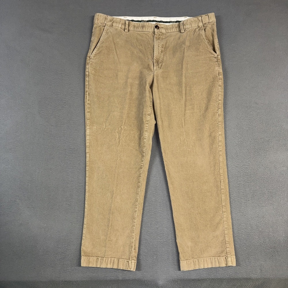 LL Bean Pants Mens 42x32 (Fit 42x30) Brown Corduroy Comfort Waist Stretch Cotton